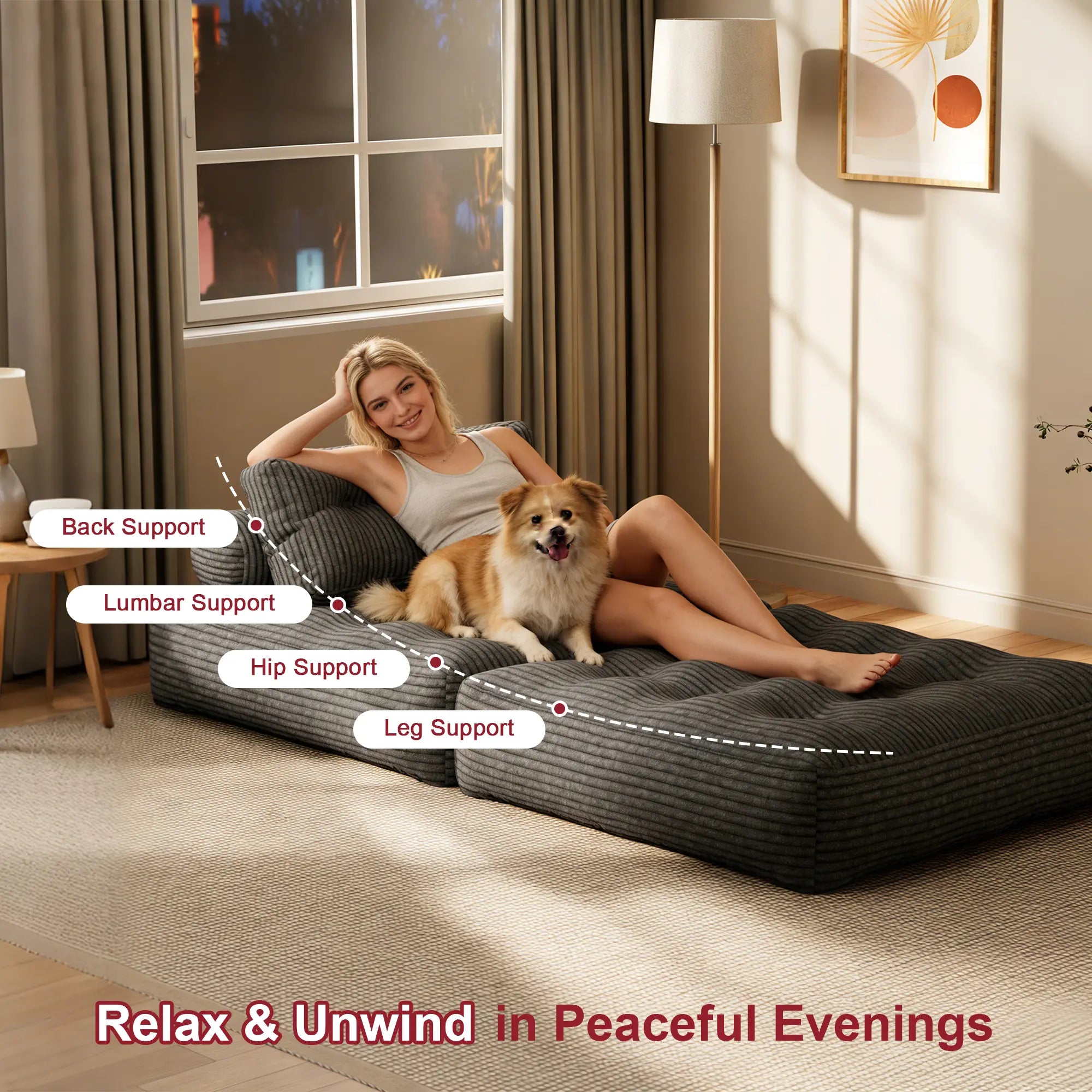 【Sweet Sofa Bed!!! 】Mr IRONSTONE Folding Sofa with Headrest, Convertible Sleeper Chair with Pillow Foldable Mattress with Back Support, Pink Gray Beige for Small Living Spaces